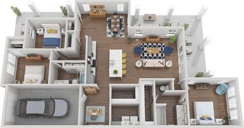 a bedroom floor plan is shown in this rendering